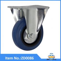 Rigid castor wheel swivel blue rubber elastic roller